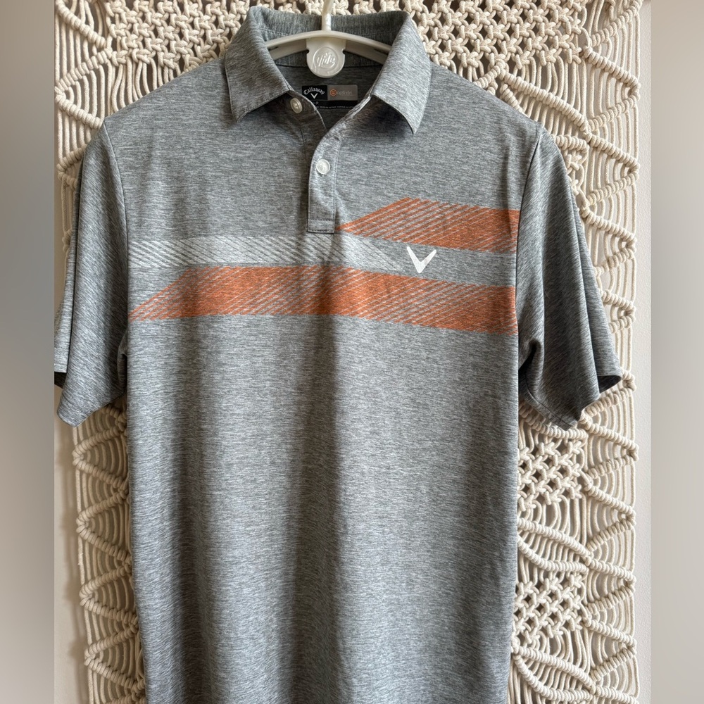 Callaway Golf Heather Gray Polo with Orange Stripes - Size Sm/Med